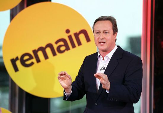 英国首相卡梅伦10日出席脱欧公投辩论。图片来源：法新社