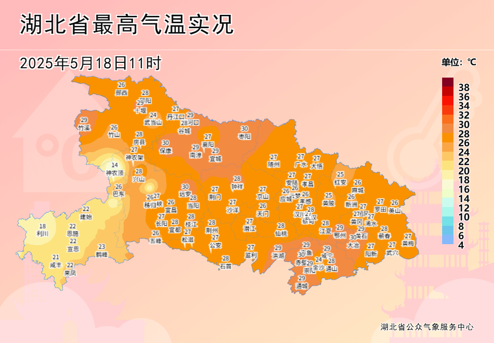 高温来袭，明起湖北最高气温将冲击39℃
