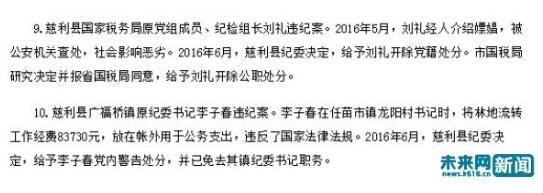 湖南省张家界市纪委对违法乱纪官员的通报截图