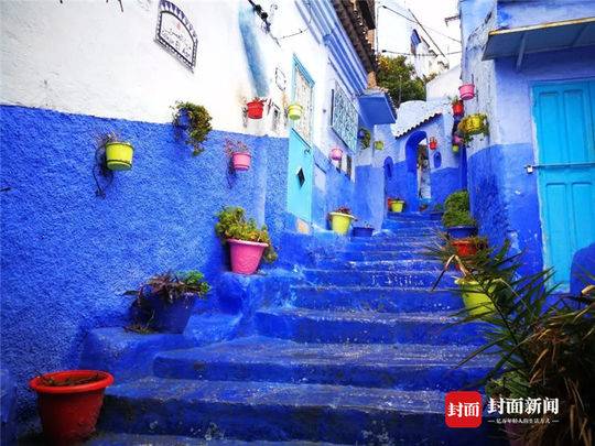摩洛哥的蓝色之城舍夫沙万。