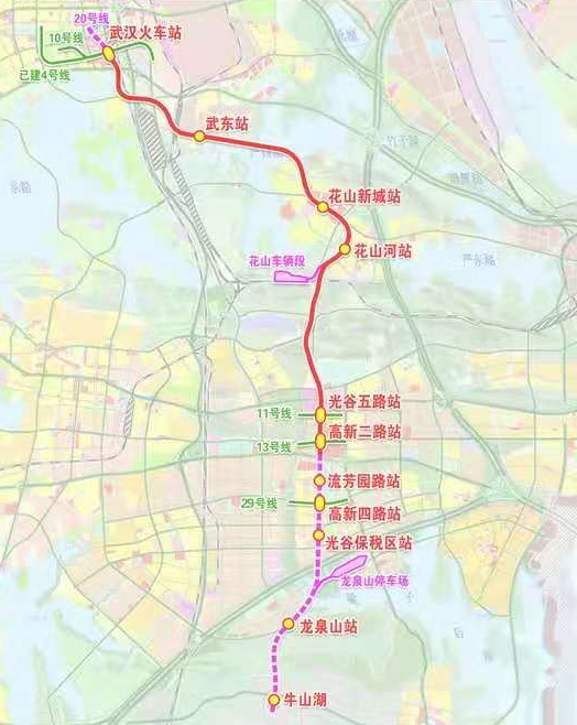 武汉市轨道交通19号线工程线路走向示意图   【编辑:王冲】