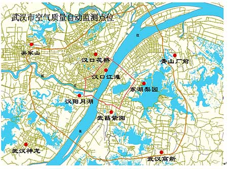 武汉市空气质量自动监测点位图