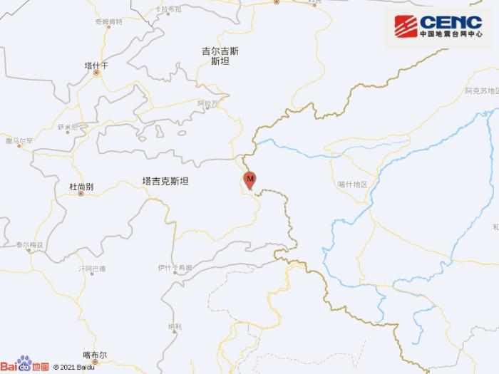 新疆克孜勒苏州阿克陶县发生4.0级地震，震源深度100千米