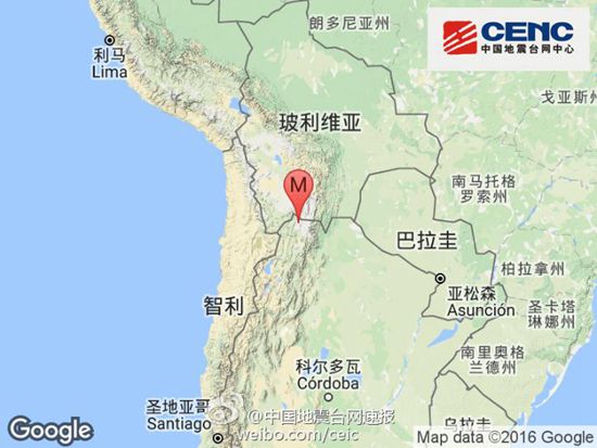 阿根廷北部发60级地震震源深度258公里