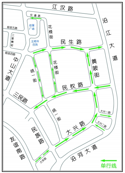 明起19条道路单向通行 交警绘制单行线示意图