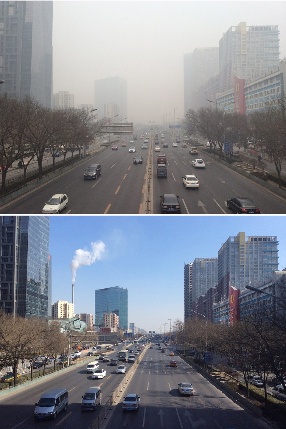摄影师拍北京cbd地区雾霾前后对比图