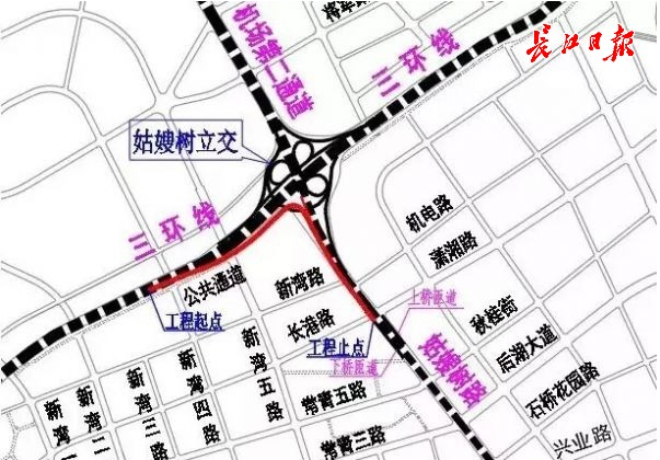 姑嫂樹立交上橋匝道建成後,整個立交區域8條匝道全部完成,實現了三環