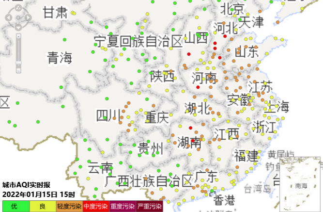 2022年1月15日15时武汉市空气质量形势分析快报