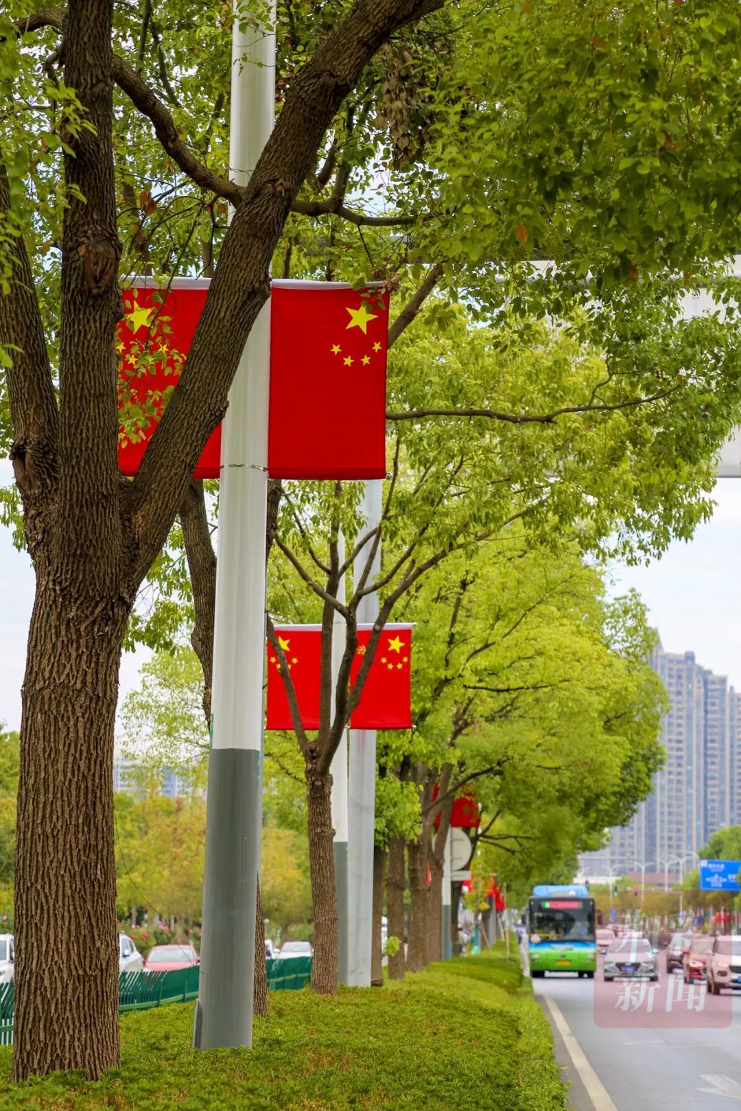 万面国旗高高飘扬!今天,中国红闪耀古城荆州